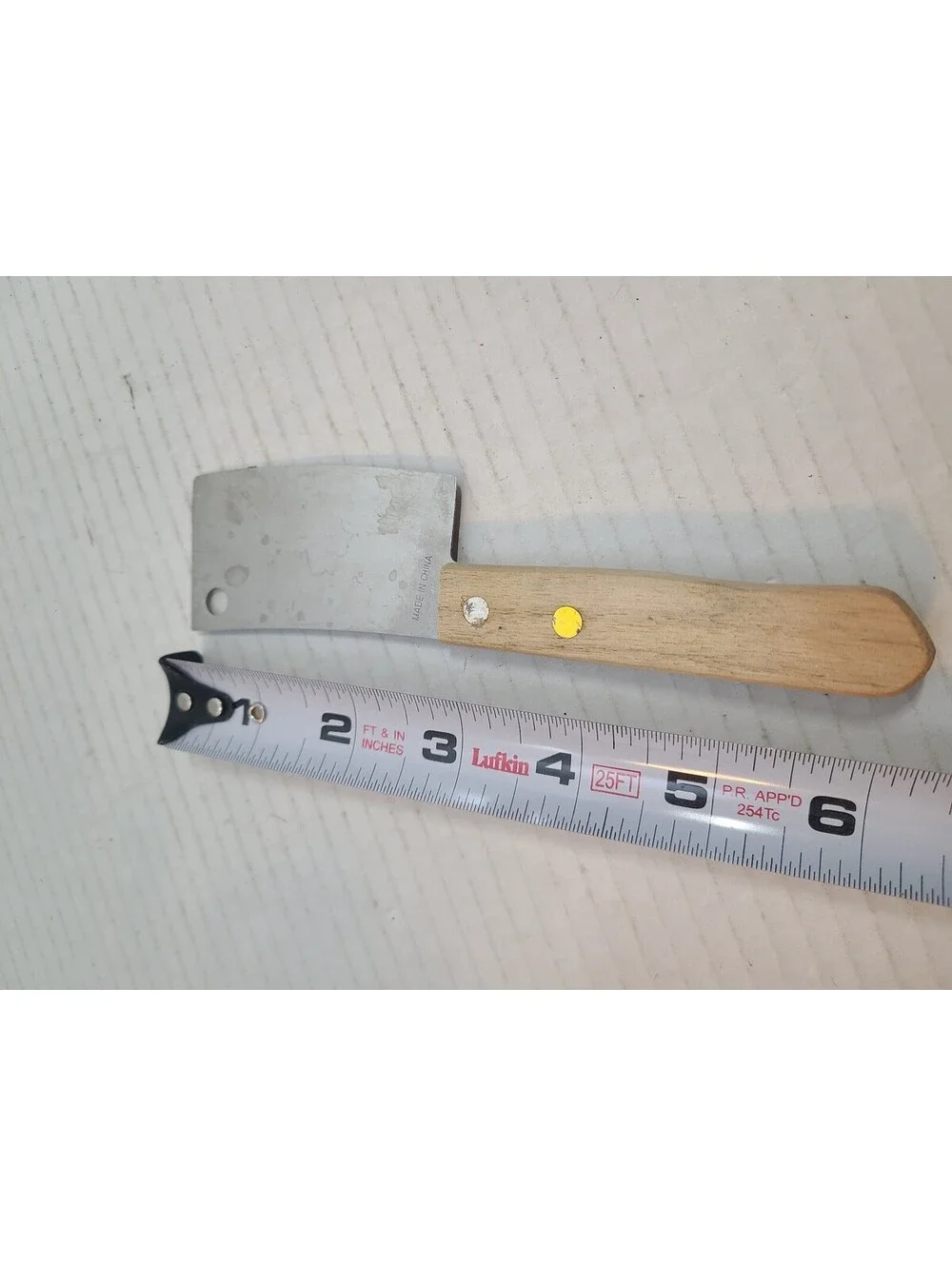 Vintage Stainless Steel Mini Meat & Cheese Cleaver Riveted Wood Handle